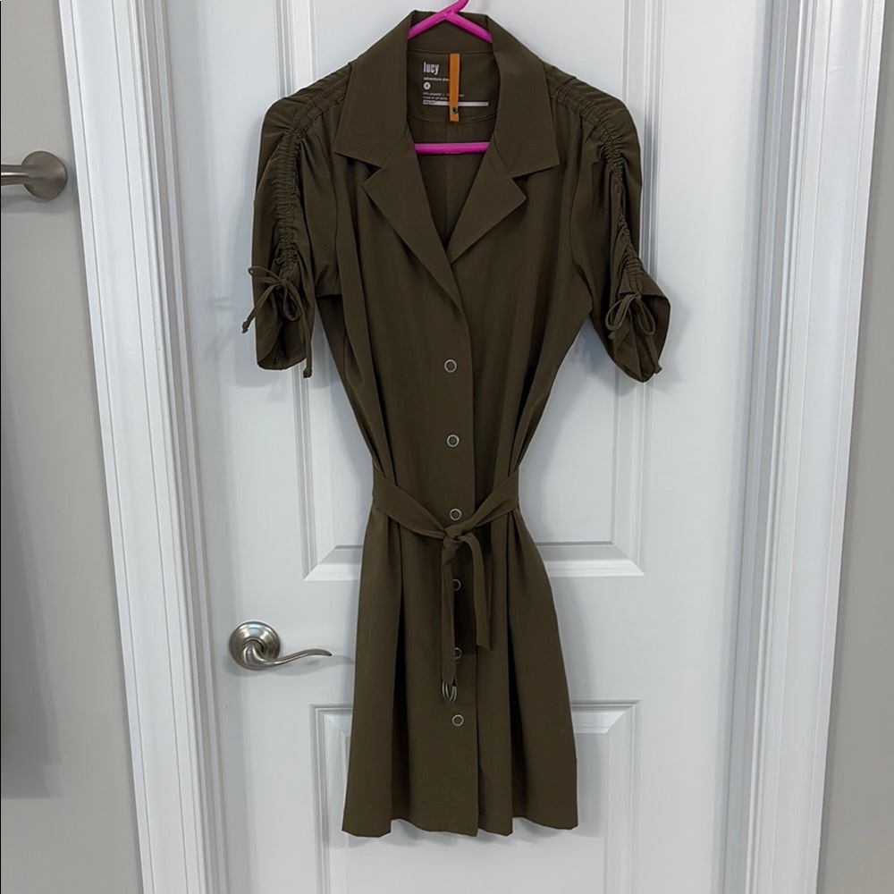 Lucy Olive Green Short Sleeve Dress